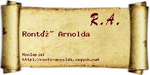 Rontó Arnolda névjegykártya